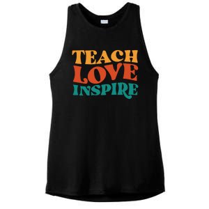 Teach Love Inspire Gift For Teacher Ladies PosiCharge Tri-Blend Wicking Tank