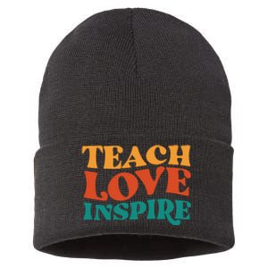 Teach Love Inspire Gift For Teacher Sustainable Knit Beanie