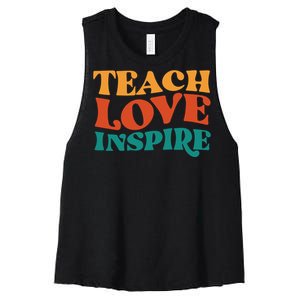 Teach Love Inspire Gift For Teacher Women's Racerback Cropped Tank