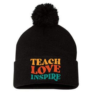 Teach Love Inspire Gift For Teacher Pom Pom 12in Knit Beanie