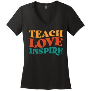 Teach Love Inspire Gift For Teacher Women's V-Neck T-Shirt