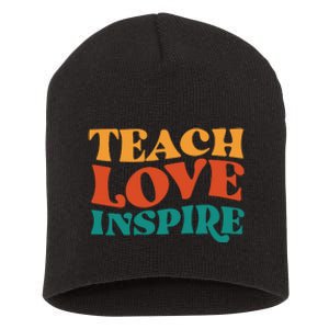 Teach Love Inspire Gift For Teacher Short Acrylic Beanie