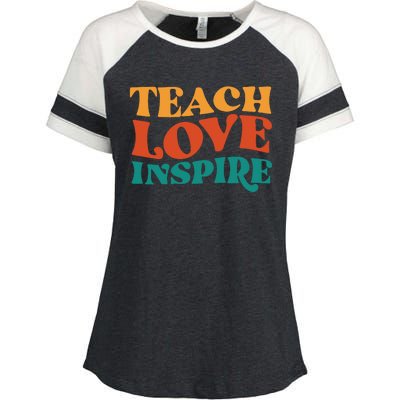 Teach Love Inspire Gift For Teacher Enza Ladies Jersey Colorblock Tee