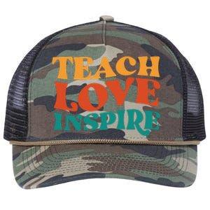 Teach Love Inspire Gift For Teacher Retro Rope Trucker Hat Cap