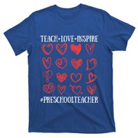 Teach Love Inspire Valentines Day Preschool Teacher Heart Gift T-Shirt