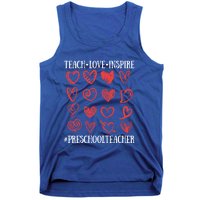 Teach Love Inspire Valentines Day Preschool Teacher Heart Gift Tank Top