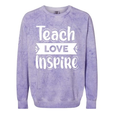 Teach Love Inspire Back To School Cute Teacher Colorblast Crewneck Sweatshirt