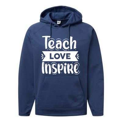 Teach Love Inspire Back To School Cute Teacher Performance Fleece Hoodie