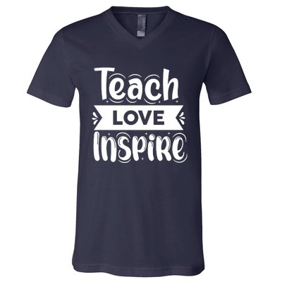 Teach Love Inspire Back To School Cute Teacher V-Neck T-Shirt