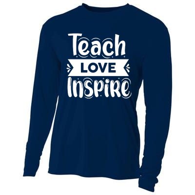 Teach Love Inspire Back To School Cute Teacher Cooling Performance Long Sleeve Crew