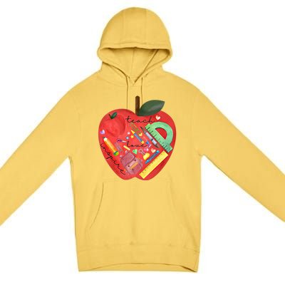 Teach Love Inspire Watercolor Teachers' Day Lettering Gift Premium Pullover Hoodie