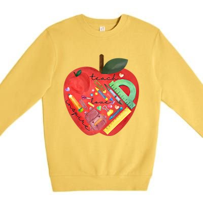 Teach Love Inspire Watercolor Teachers' Day Lettering Gift Premium Crewneck Sweatshirt