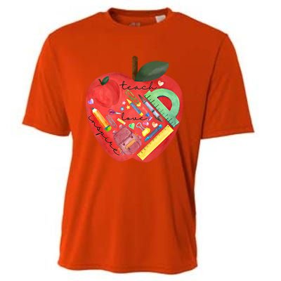 Teach Love Inspire Watercolor Teachers' Day Lettering Gift Cooling Performance Crew T-Shirt