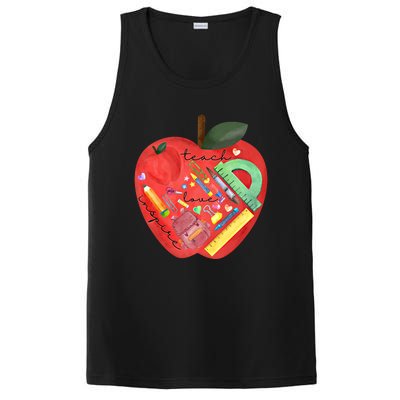 Teach Love Inspire Watercolor Teachers' Day Lettering Gift PosiCharge Competitor Tank