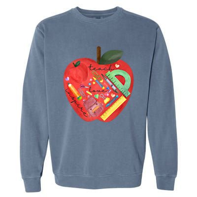 Teach Love Inspire Watercolor Teachers' Day Lettering Gift Garment-Dyed Sweatshirt