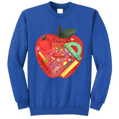 Teach Love Inspire Watercolor Teachers' Day Lettering Gift Sweatshirt