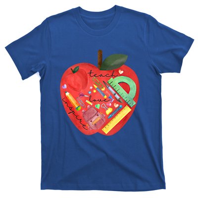 Teach Love Inspire Watercolor Teachers' Day Lettering Gift T-Shirt