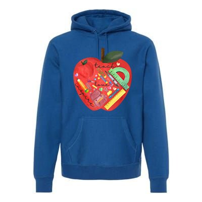 Teach Love Inspire Watercolor Teachers' Day Lettering Gift Premium Hoodie