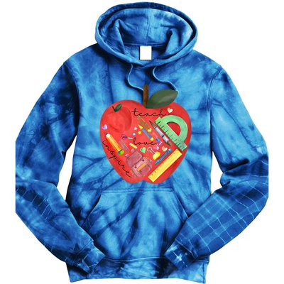 Teach Love Inspire Watercolor Teachers' Day Lettering Gift Tie Dye Hoodie