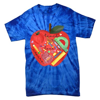 Teach Love Inspire Watercolor Teachers' Day Lettering Gift Tie-Dye T-Shirt