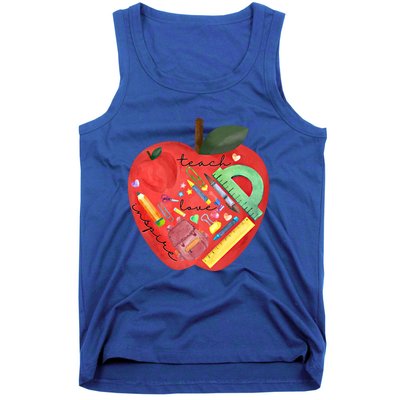 Teach Love Inspire Watercolor Teachers' Day Lettering Gift Tank Top