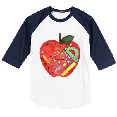 Teach Love Inspire Watercolor Teachers' Day Lettering Gift Baseball Sleeve Shirt