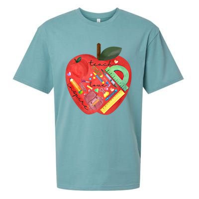 Teach Love Inspire Watercolor Teachers' Day Lettering Gift Sueded Cloud Jersey T-Shirt