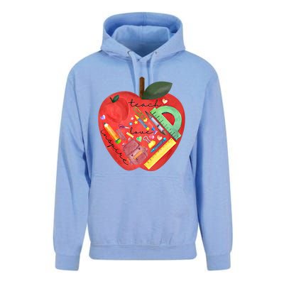 Teach Love Inspire Watercolor Teachers' Day Lettering Gift Unisex Surf Hoodie