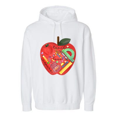 Teach Love Inspire Watercolor Teachers' Day Lettering Gift Garment-Dyed Fleece Hoodie