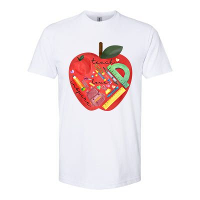 Teach Love Inspire Watercolor Teachers' Day Lettering Gift Softstyle CVC T-Shirt