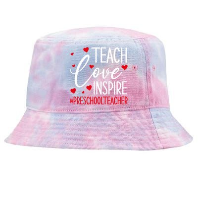 Teach Love Inspire Valentines Day Preschool Teacher Loves Gift Tie-Dyed Bucket Hat