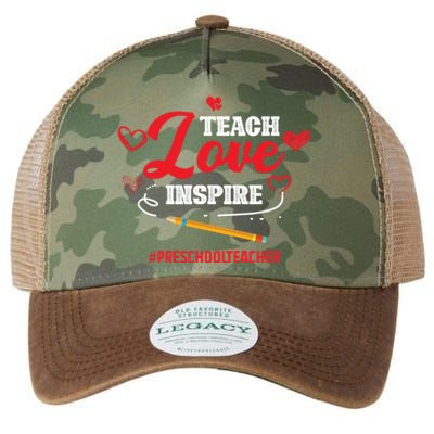 Teach Love Inspire Valentines Day Preschool Teacher Loves Gift Legacy Tie Dye Trucker Hat