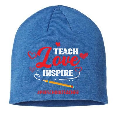 Teach Love Inspire Valentines Day Preschool Teacher Loves Gift Sustainable Beanie