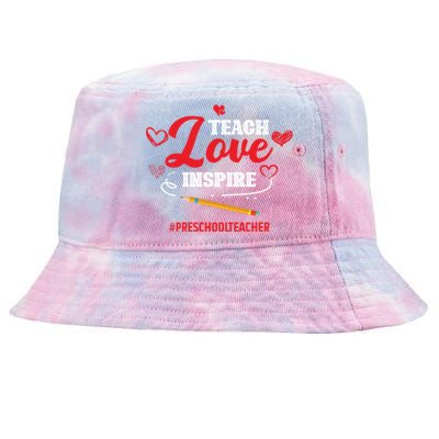 Teach Love Inspire Valentines Day Preschool Teacher Loves Gift Tie-Dyed Bucket Hat