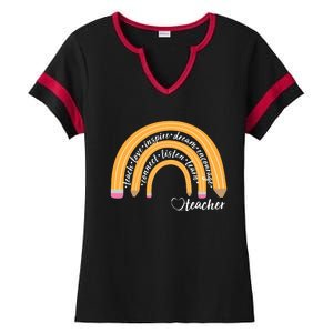 Teach Love Inspire Dream Encourage Teacher Love Ladies Halftime Notch Neck Tee