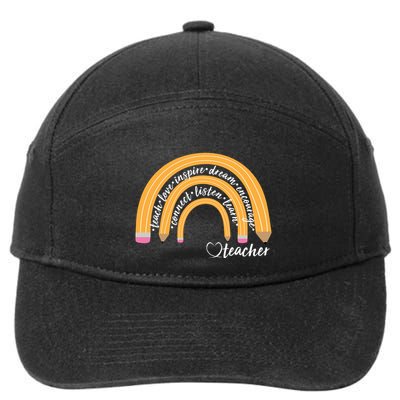 Teach Love Inspire Dream Encourage Teacher Love 7-Panel Snapback Hat