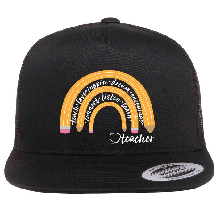 Teach Love Inspire Dream Encourage Teacher Love Flatbill Hat