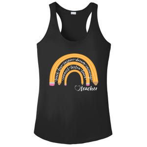 Teach Love Inspire Dream Encourage Teacher Love Ladies PosiCharge Competitor Racerback Tank