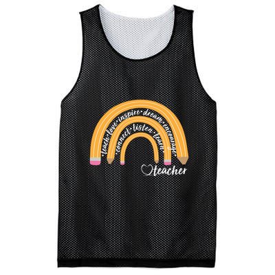 Teach Love Inspire Dream Encourage Teacher Love Mesh Reversible Basketball Jersey Tank