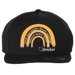 Teach Love Inspire Dream Encourage Teacher Love Wool Snapback Cap