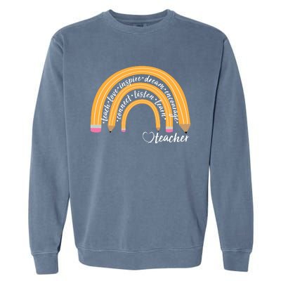 Teach Love Inspire Dream Encourage Teacher Love Garment-Dyed Sweatshirt