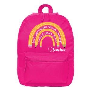 Teach Love Inspire Dream Encourage Teacher Love 16 in Basic Backpack