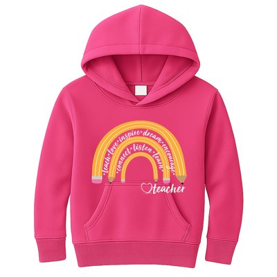 Teach Love Inspire Dream Encourage Teacher Love Kids Hoodie