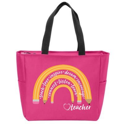 Teach Love Inspire Dream Encourage Teacher Love Zip Tote Bag