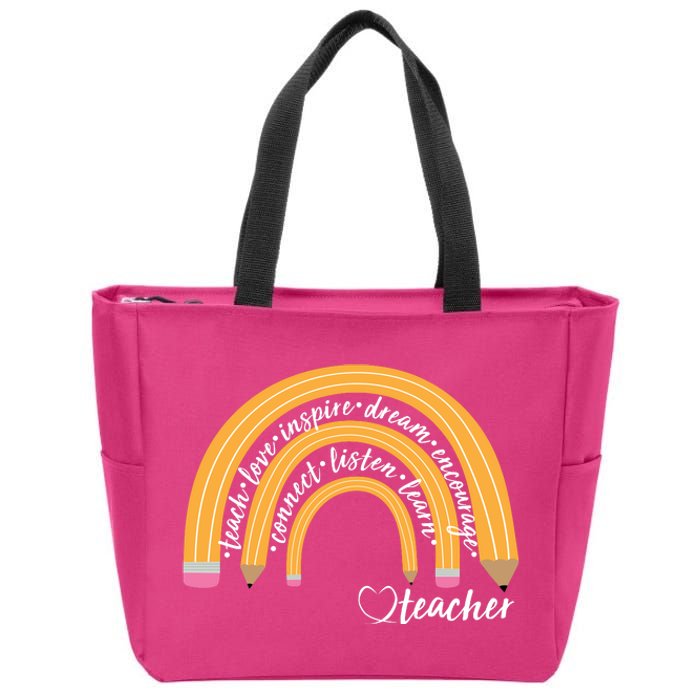 Teach Love Inspire Dream Encourage Teacher Love Zip Tote Bag