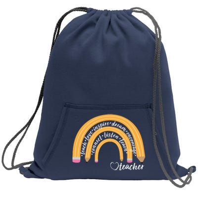 Teach Love Inspire Dream Encourage Teacher Love Sweatshirt Cinch Pack Bag