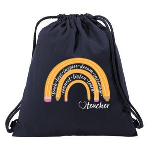 Teach Love Inspire Dream Encourage Teacher Love Drawstring Bag