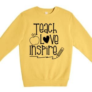 Teach Love Inspire Cute Gift For Teacher Premium Crewneck Sweatshirt