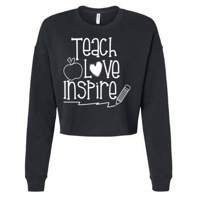 Teach Love Inspire Cute Gift For Teacher Cropped Pullover Crew