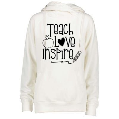 Teach Love Inspire Cute Gift For Teacher Womens Funnel Neck Pullover Hood